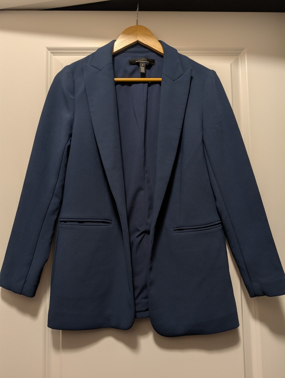 White House Black Market Women's Navy Open-Front Blazer With Pockets